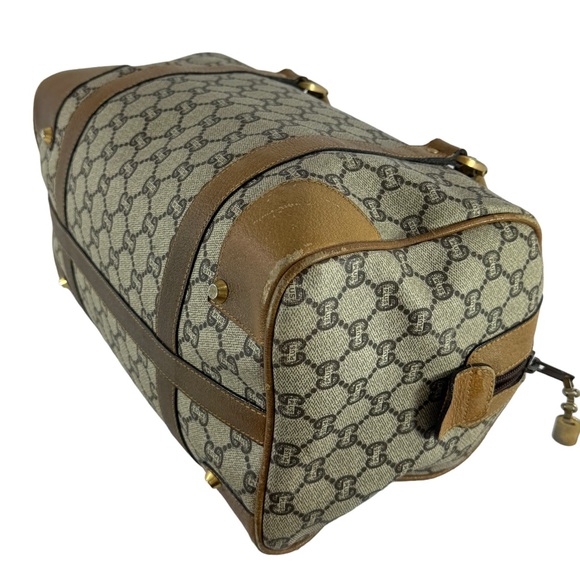 GUCCI Plus Beige Canvas/Tan Leather GG Monogram Boston Satchel Authenticated - Picture 14 of 16